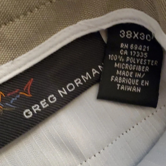 2 Pairs Mens Greg Norman Pants Khaki and Navy Wrinkle Free, Cuff Bottom & Crease - Picture 8 of 10